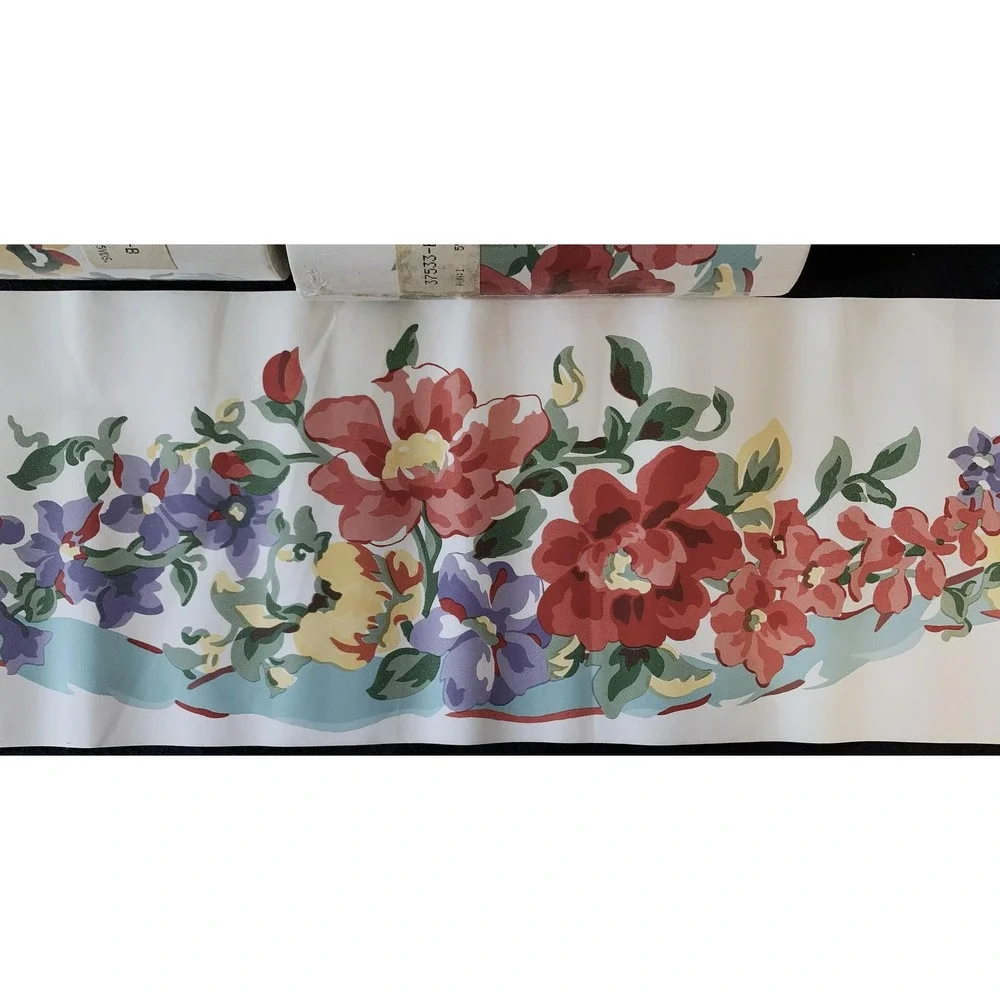7 Vintage Floral Wallpaper‎ Border Rolls: Cottage Granny Core Style NOS Lot Read